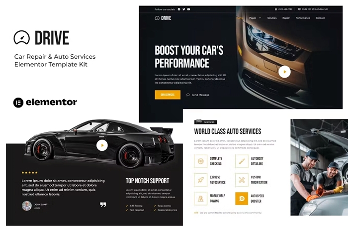 Drive – Car Repair & Auto Service Elementor Template Kit 1.0.0