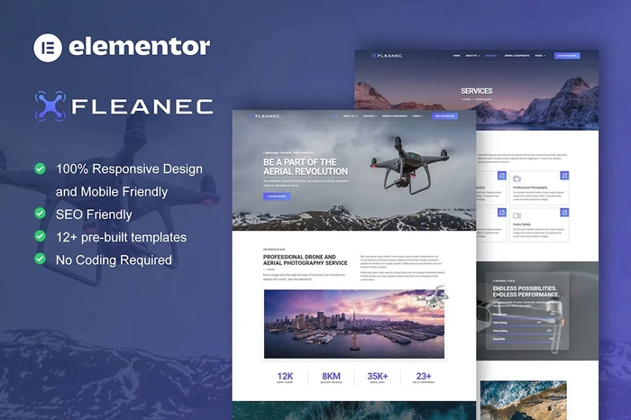 Fleanec – Aerial Photography & Videography Elementor Template Kit 1.0.0