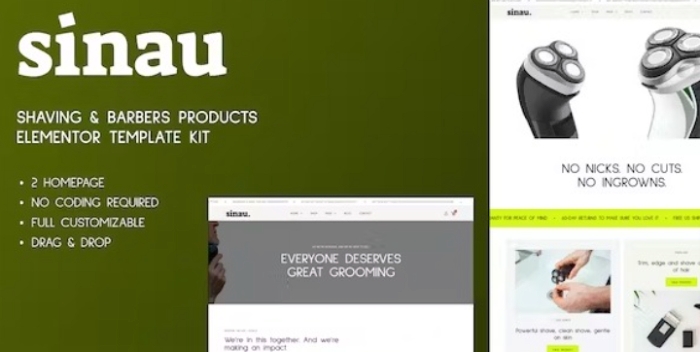 Sinau – Shaving & Barbers Products Elementor Template Kit 1.0.0