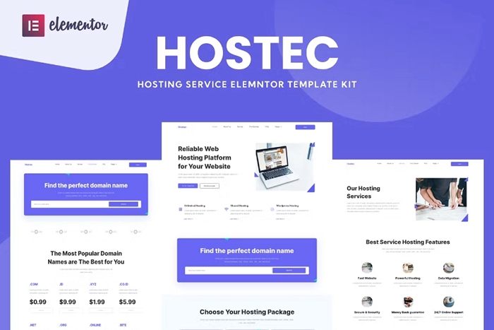 Hostec – Hosting Service Elementor Template Kit 1.0.0