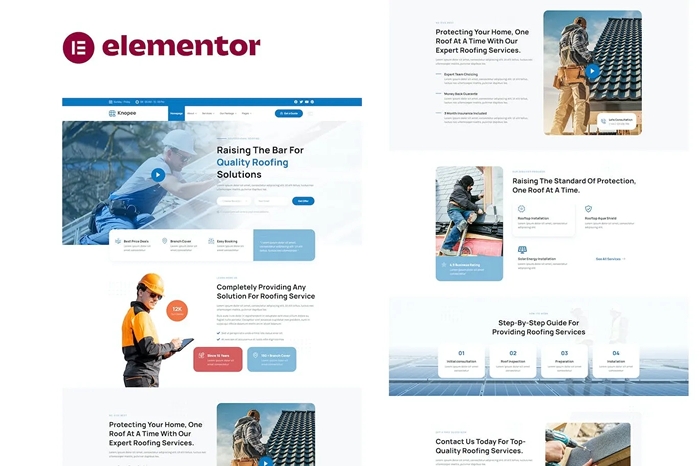 Knopee – Roofing & Canopy Services Elementor Template Kit 1.0.0