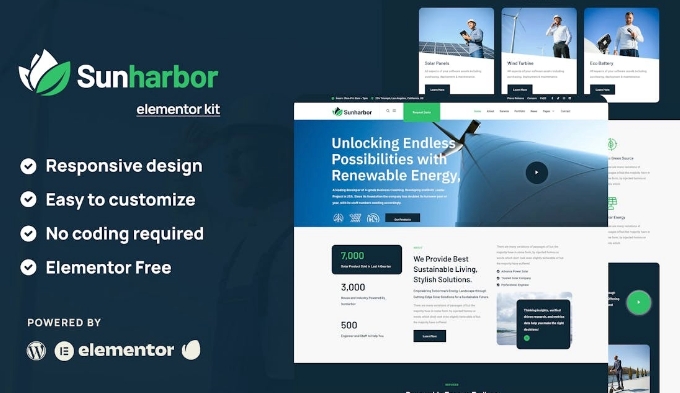 SunHarbor – Solar and Renewable Energy Elementor Template Kit 1.0.0