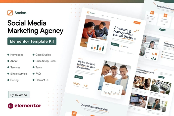 Socion – Social Media Marketing Agency Elementor Pro Template Kit 1.0.0