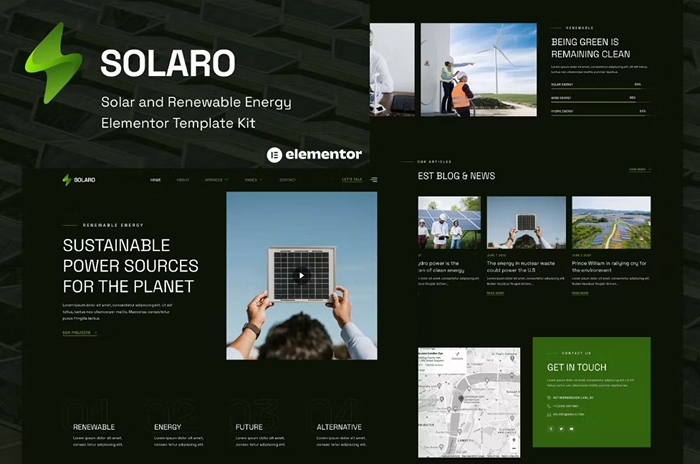 Solaro – Solar & Renewable Energy Elementor Template Kit 1.0.0