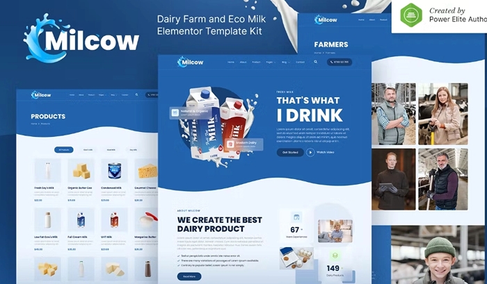 Milcow – Dairy Farm & Eco Milk Elementor Template Kit 1.0.0