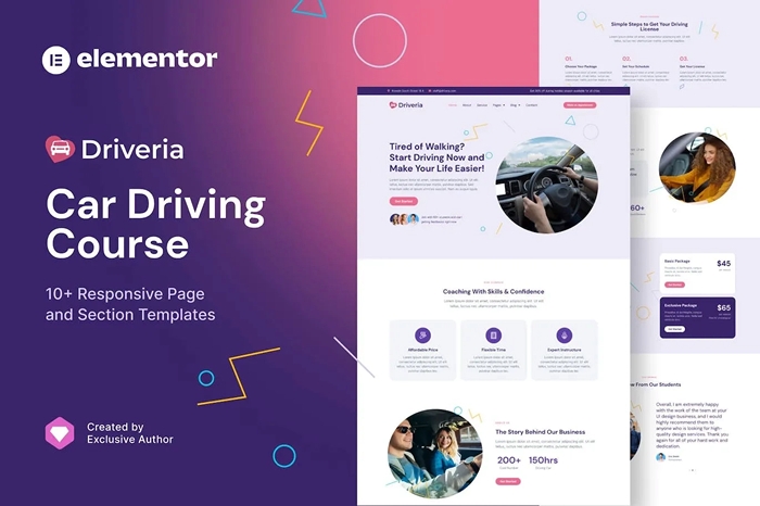 Driveria – Car Driving Course Elementor Template Kit 1.0.0