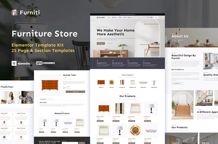 Furniti – Furniture & Home Decor Store Elementor Pro Template Kit 1.0.0