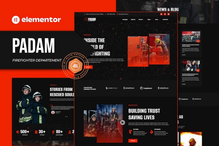 Padam – Firefighter Departement Elementor Template Kit 1.0.0