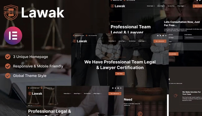 Lawak – Legal & Lawyer Services Elementor Template Kit 1.0.0