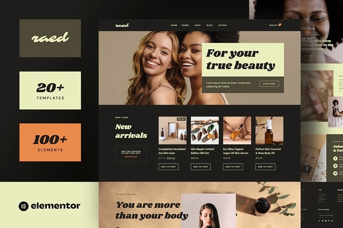 Raed - Organic Cosmetics & Natural Beauty Shop Elementor Template Kit 1.0.0