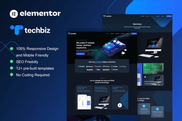 TechBiz – Tech Company Elementor Pro Template Kit 1.0.0