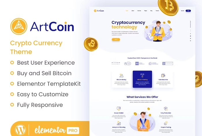 ArtCoin – Bitcoin & Cryptocurrency Elementor Template Kit 1.0.0