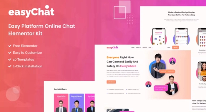 EasyChat – Online App Startup Elementor Template Kit 1.0.0
