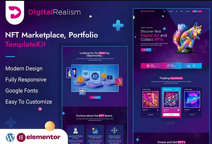 Digital Realism - NFT Elementor Template Kit 1.0.0
