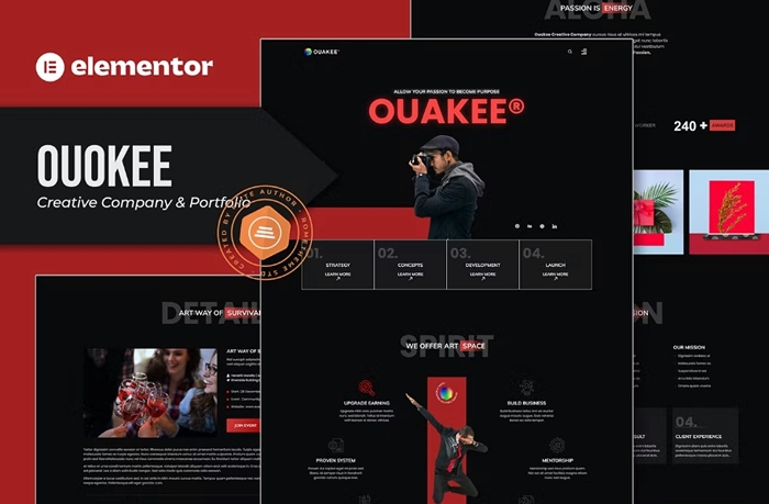 Ouakee – Creative Company & Professional Portfolio Elementor Template Kit 1.0.0