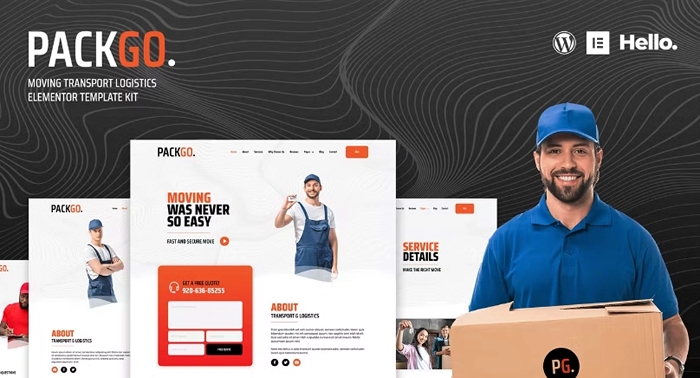 PackGo – Moving Transport Logistics Elementor Template Kit 1.0.0