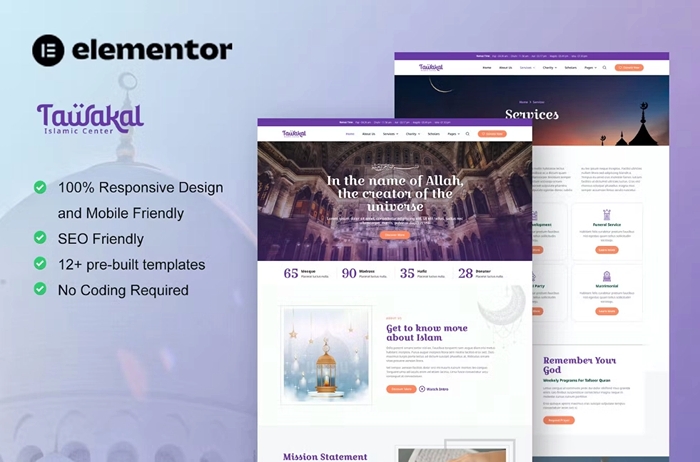 Tawakal - Mosque & Islamic Center Elementor Template Kit 1.0.0