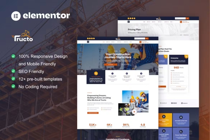 Tructo – Construction Service & Building Elementor Pro Template Kit 1.0.0