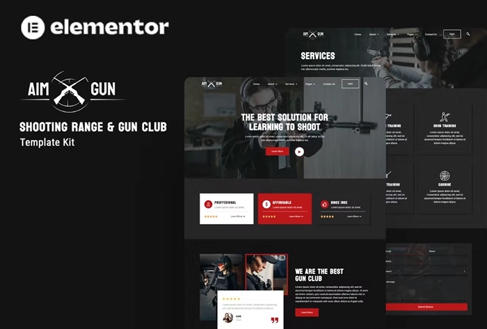 Aimgun - Shooting Range & Gun Club Elementor Template Kit 1.0.0