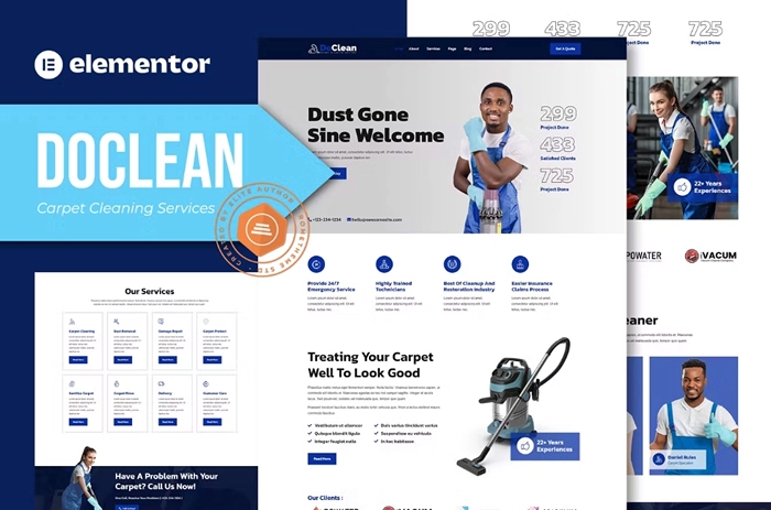 Doclean – Carpet Cleaning Services Elementor Template Kit 1.0.0