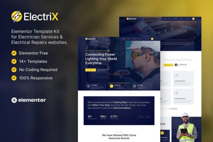 Electrix – Electrician Services & Electrical Repairs Elementor Template Kit 1.0.0