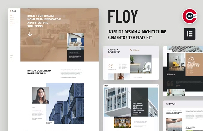 Floy – Interior Design & Architecture Elementor template kit 1.0.0