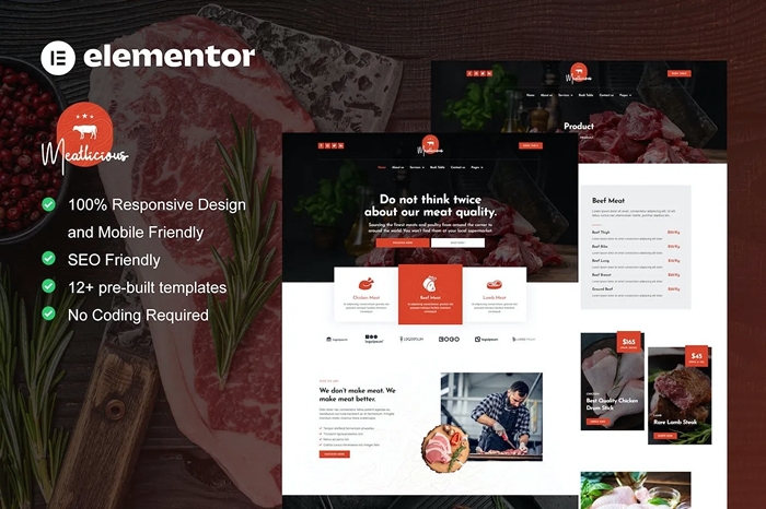 Meatlicious – Meat Shop & Butcher Elementor Template Kit 1.0.0