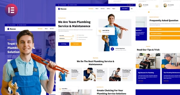 Rocee – Plumbing Service & Maintenance Elementor Template Kit 1.0.0