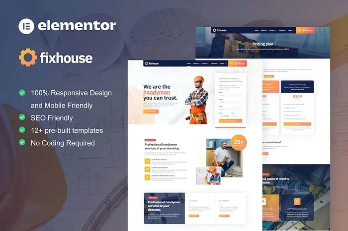 FixHouse – Handyman & Repair Service Elementor Template Kit 1.0.0