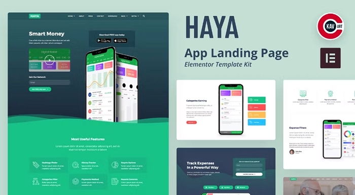 Haya – App Startup Elementor Template Kit 1.0.0