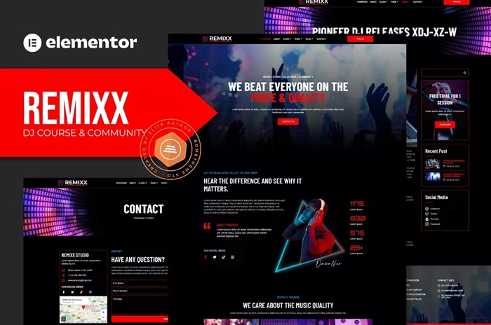 Remixx – Dj Course & Community Elementor Template Kit 1.0.0