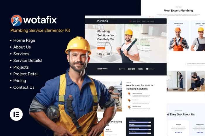 Wotafix – Plumbing Service Elementor Template Kit 1.0.0