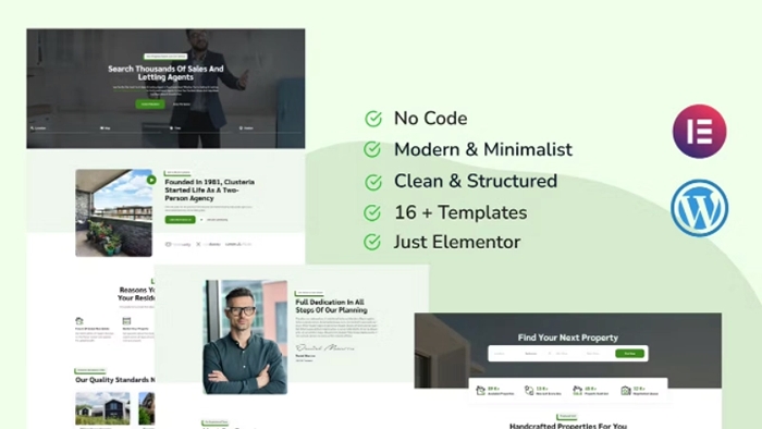 Clusteria – Real Estate & Property Elementor Template Kit 1.0.0