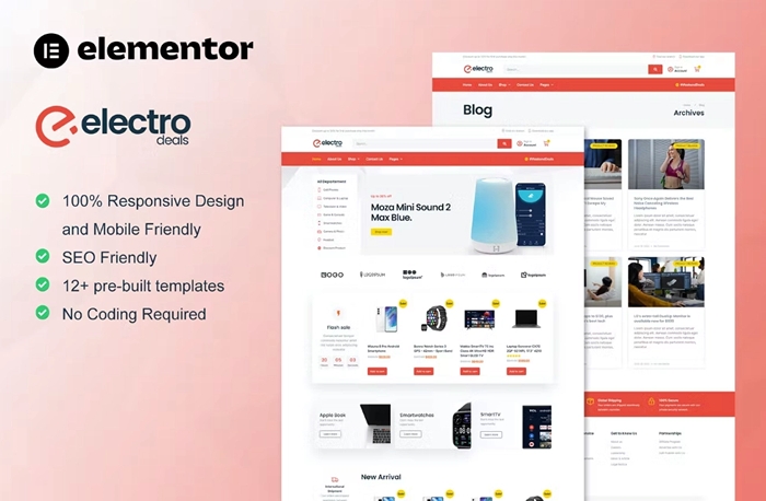 ElectroDeals - Woocommerce Electronic Store Elementor Template Kit 1.0.0