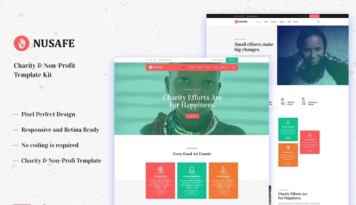 Nusafe – Charity & Non-Profit Elementor Template Kit 1.0.0