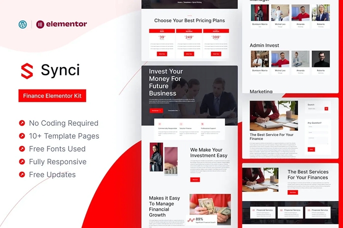 Synci – Finance Elementor Pro Template Kit 1.0.0