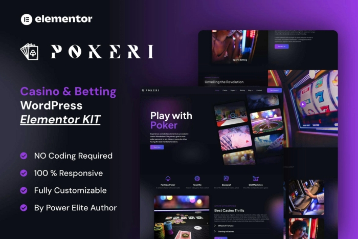 Pokeri - Casino & Betting Elementor Pro Template Kit 1.0.0