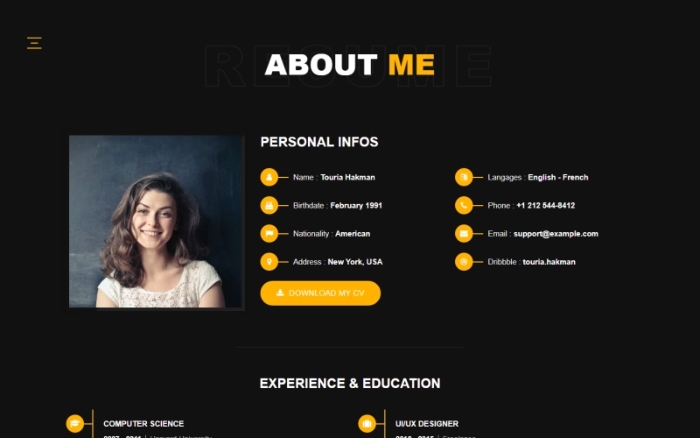 Touria – Personal Portfolio WordPress Theme 1.0
