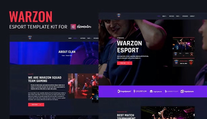 Warzon – Esports Gaming Elementor Template Kit 1.0.0