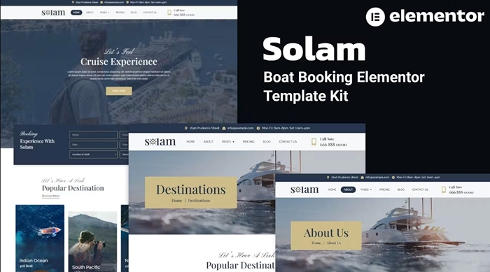 Solam – Boat Booking Elementor Pro Template Kit 1.0.0