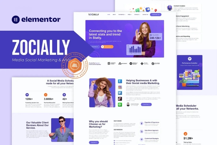 Zocially – Social Media Marketing & Analythic Elementor Template Kit 1.0.0
