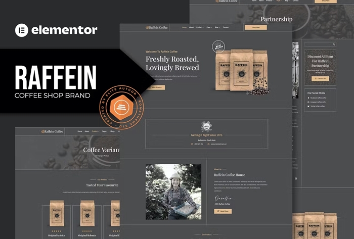 Raffein – Coffee Shop Brand Elementor Template Kit 1.0.0