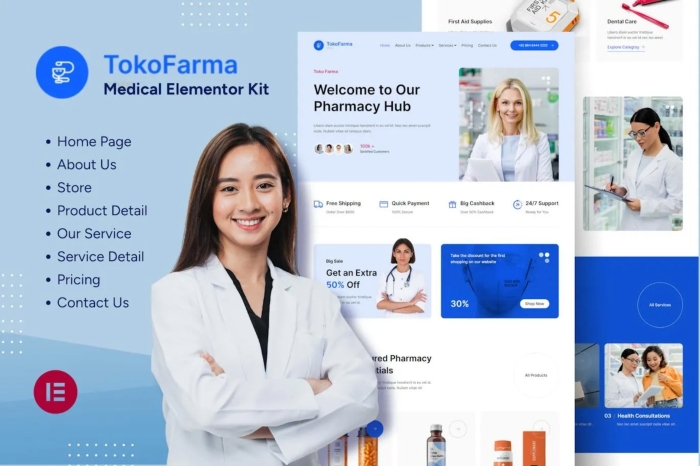 TokoFarma – Ecommerce Medicinal Store Elementor Template Kit 1.0.0
