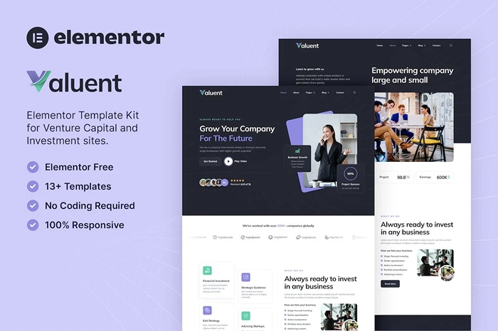 Valuent – Venture Capital & Investment Elementor Template Kit 1.0.0