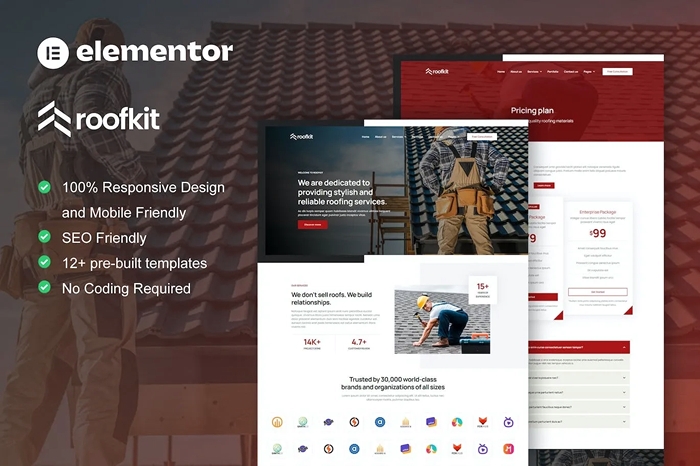 RoofKit – Roofing Services Elementor Pro Template Kit 1.0.0