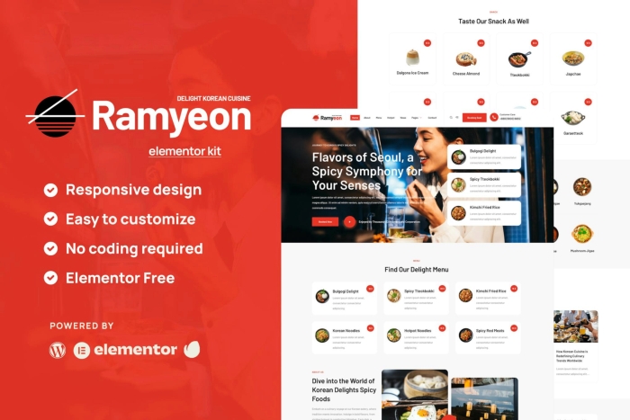 Ramyeon – Korean Restaurant Elementor Template Kit 1.0.0