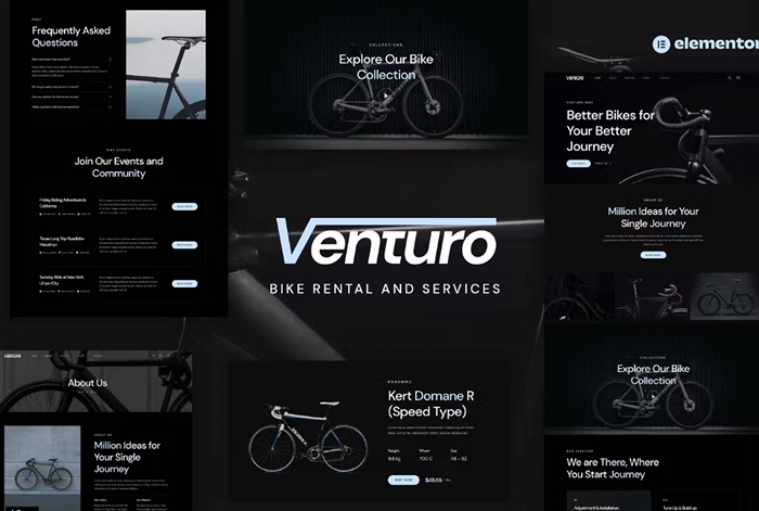 Venturo – Bike Rental and Services Elementor Template Kit 1.0.0