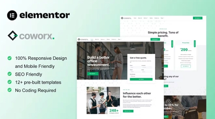 Coworx - Coworking Space & Virtual Office Elementor Template Kit 1.0.0