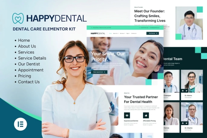 Happy Dental – Dental Care Service Elementor Kit 1.0.0