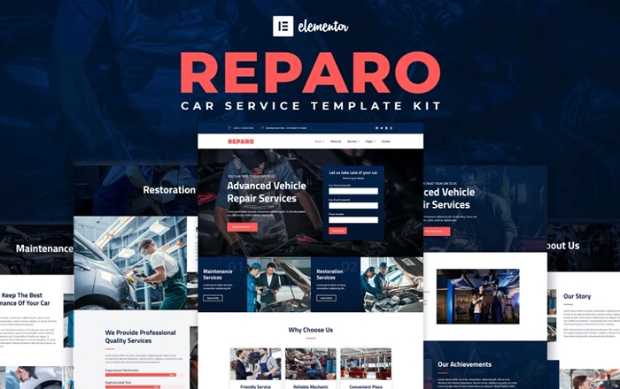 Reparo – Car Service Elementor Template Kit 1.0.0